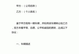 个人二手车辆转让协议(车辆转让协议合同范本)
